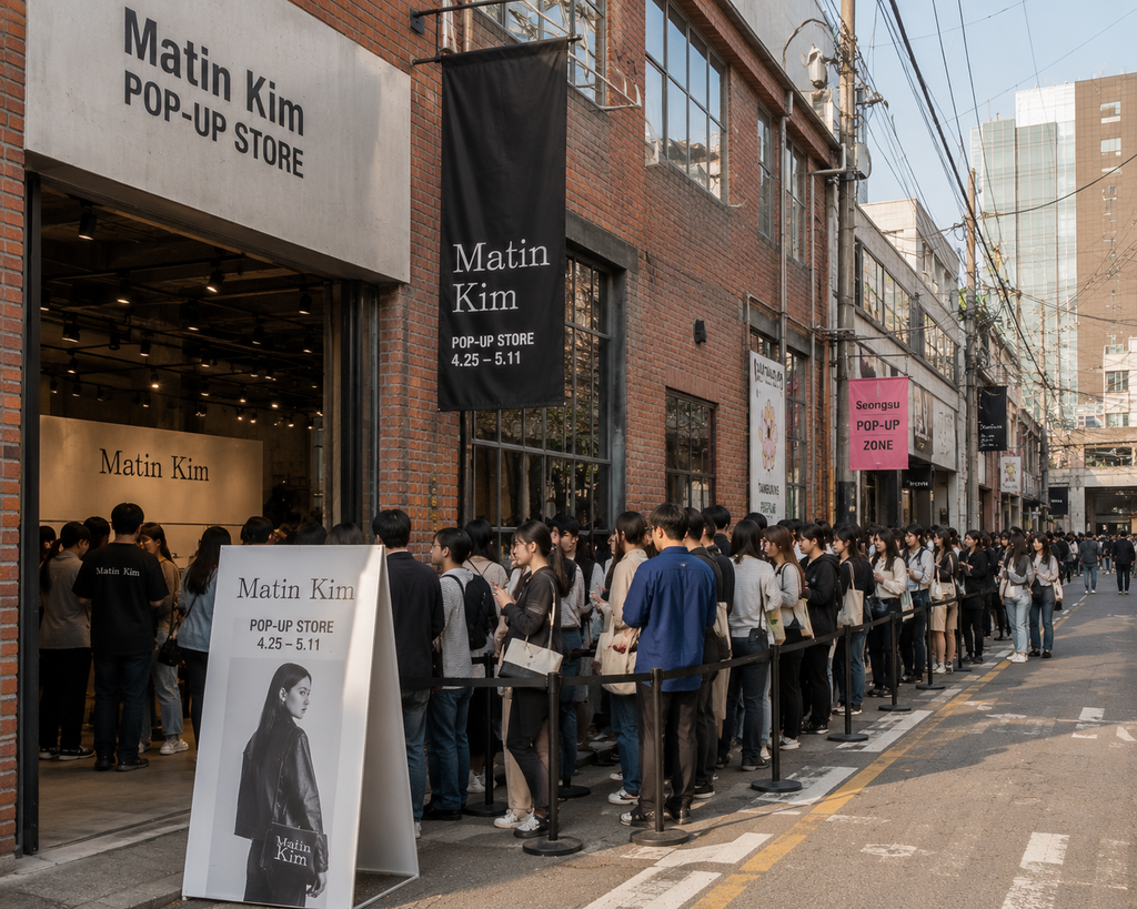 A long queue outside a temporary pop-up store in Seongsu, Seoul