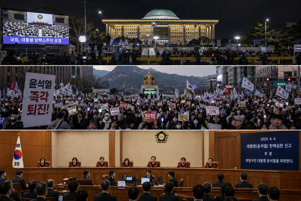 South Korean protesters outside the National Assembly and Constitutional Court during the 2024–2025 presidential impeachment process