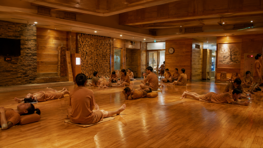 Jjimjilbang communal resting area in Korea