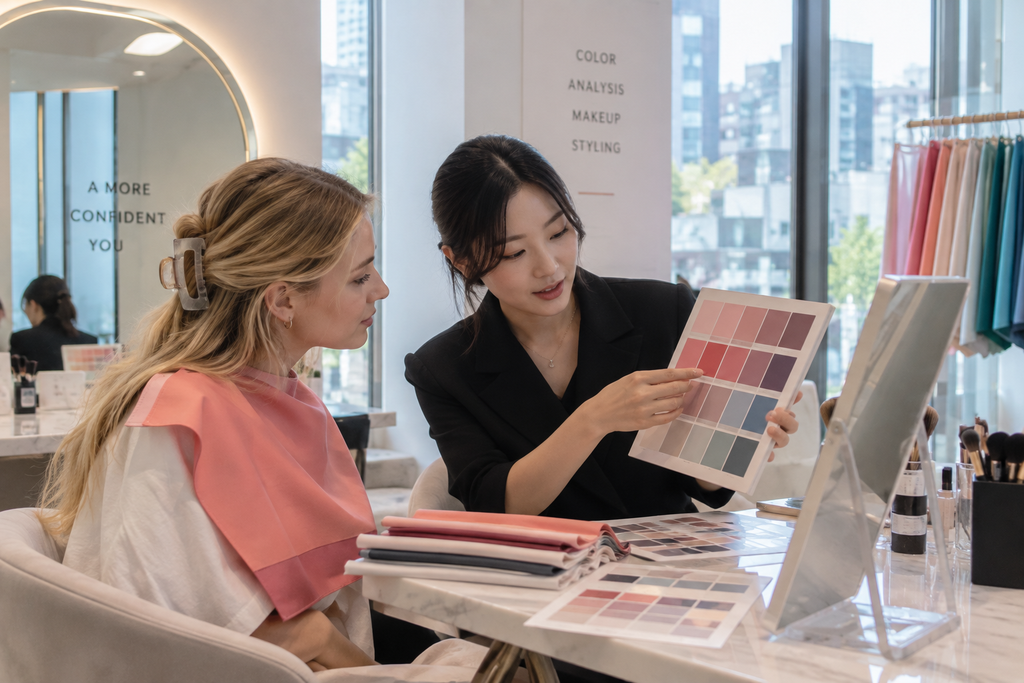 International visitors taking part in a Korean beauty experience