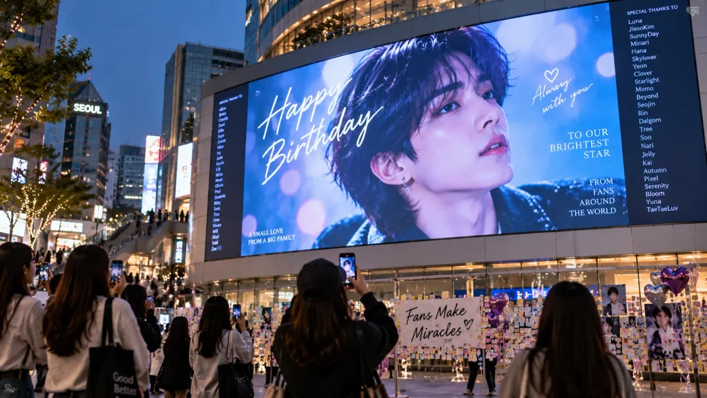 Fan-funded K-pop birthday advertisement in Seoul
