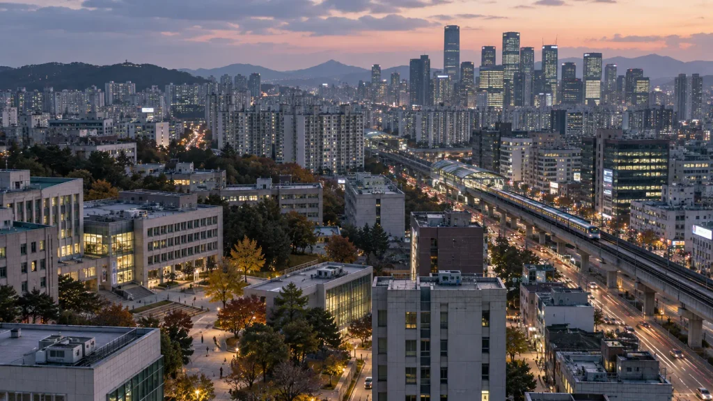 Seoul's universities, residential districts and business areas connected across the metropolitan landscape